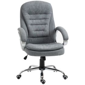 High Back Executive Home Office Chair Adjustable Height Upholstered Padding Gray