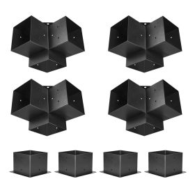 VEVOR Pergola Bracket Kit, 6x6 Inch (Inner Size 5.5x5.5), 4 Pcs 3-Way Heavy Duty Corner Bracket Woodworks DIY Post Base Kit