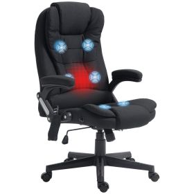Linen Vibrating Massage Heat Office Chair High Back Recliner Padded Armrests Remote Control Black
