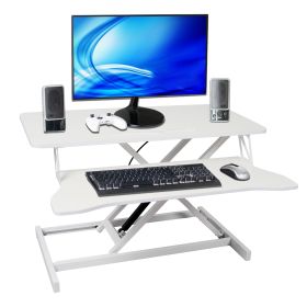 Adjustable Height Standing Laptop Desk – Sit-to-Stand Workstation with Keyboard Tray, White