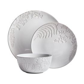 -Ellie Gray Stoneware 12-Piece Dinnerware Set