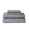 300 Thread Count 4-Piece Cotton Percale Ziggy Geo Print Grey Flannel Bed Sheet Set, Queen