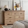 Farmhouse 7 Drawer Dresser for Bedroom, 31.4" Tall Dressers & Chest of Drawers, Rustic Wood Dresser with Metal Handle