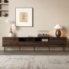 78 inch Modern TV Stand for TVs up to 85", Entertainment Center with Closed Storage & Cable Management, Soft-Closing Hinges, Iron Legs for Living Room