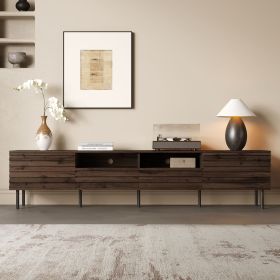 78 inch Modern TV Stand for TVs up to 85", Entertainment Center with Closed Storage & Cable Management, Soft-Closing Hinges, Iron Legs for Living Room