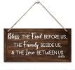 Bless the Food Before Us Wall Decor, Rustic Hanging Wooden Signs, Farmhouse Kitchen Dining Room Wall Decor, Christian Bible Verse Wall Art