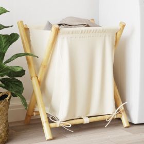 Laundry Basket Cream White 17.7"x21.7"x25" Bamboo