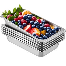 6 Pack Steam Table Pans 20.9 x 12.8 x 3.9 Inch Deep Steam Table Pan Full Size 13L Deep Food Container Stainless Steel Oven Tray Hotel Pans Anti-Jam St