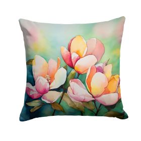 Mississippi Magnolia in Watercolor Throw Pillow Machine Washable, Indoor Outdoor Decorative Pillow for Couch, Bed or Patio, 18Hx18W
