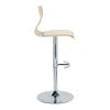 Folia Mid-Century Modern Adjustable Barstool with Swivel in Chrome Metal, Zebra Wood and Cream Faux Leather with Rounded T Footrest by - Set of 2