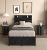 Twin Bed Frames with Headboard, Twin Size Bed Frames with Storage Drawers, Twin Bed, Black Metal Platform Bed Frame, Single Bed Frame