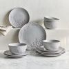 -Ellie Gray Stoneware 12-Piece Dinnerware Set