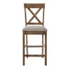 Tan and Weathered Oak Counter Height Stools with Cross Back (Set of 2)