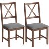 Set of 2 Dining Chairs, Upholstered X-Back Dining Room Chairs with Rubberwood Legs and Padded Seat for Kitchen, Gray