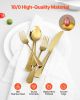 60-Piece Gold Silverware Set, Food-Grade Stainless Steel Flatware Utensils for 12, Mirror Finished Cutlery Set