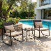 3-Piece Outdoor Wicker Rocking Chair Set