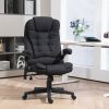 Linen Vibrating Massage Heat Office Chair High Back Recliner Padded Armrests Remote Control Black