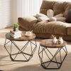Small Round Coffee Table Set of 2, Nesting Side Tables for Living Room or Bedroom, Modern Accent End Tables,Rust
