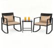 3-Piece Outdoor Wicker Rocking Chair Set