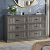 6 Drawer Dresser For Bedroom, Wood Storage Cabinet With Metal Handles, Farmhouse Closet Of Drawers for Living Room