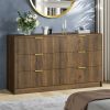 6 Drawer Dresser for Bedroom, Wood Storage Cabinet With Metal Handles, Modern Closet Of Drawers for Living Room