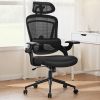 High Back Desk Chair with Adjustable Lumbar Support & Headrest,Comfortable Mesh Computer Chair with Soft Flip Up Arms, Adjustable Height and 120°Tilt