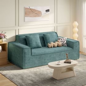 Premium corduroy fabric sofa with layered sponge system (Color: Blue)