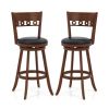 Set of 2 Swivel Bar Stools with Rubber Wood Frame