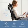 Ergonomic Office Computer Desk Chair, Mesh High Back Rolling Swivel Adjustable Task Chair with Headrest and Flip-up Armrests, Chair with Wheels, Black