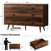 6 Drawer Dresser For Bedroom, Wood Storage Cabinet With Metal Handles, Farmhouse Closet Of Drawers for Living Room