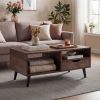 Coffee Table with Storage Rustic Rectangle Center Table